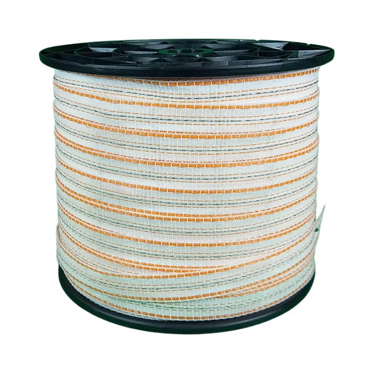 Schriklint wit-oranje 200m 20mm