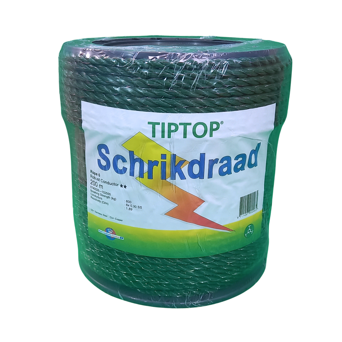Tiptop schrikdraad groen 200m 6mm